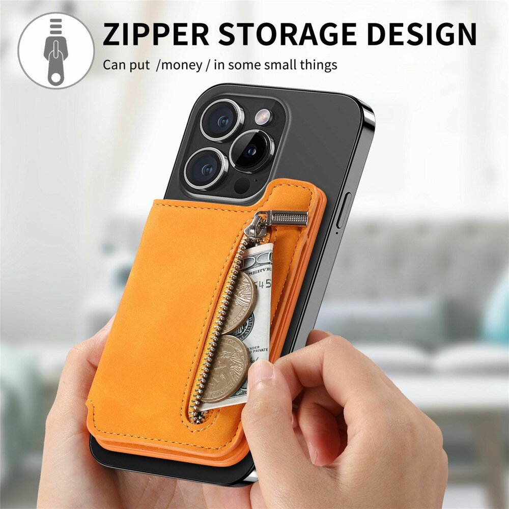 MagSafe-lommebok med glidelås og stativ, Oransje