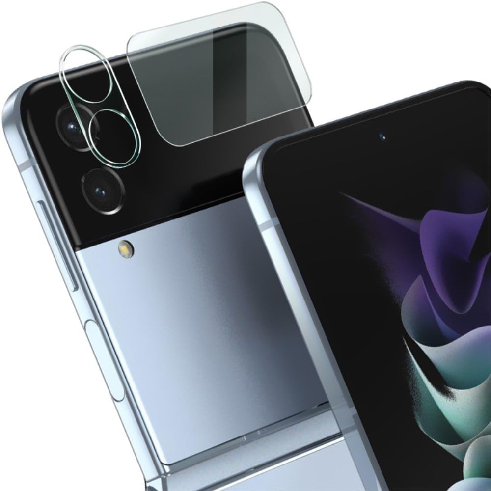 Samsung Galaxy Z Flip 3 Skjermbeskytter for ytterskjerm og linsebeskytter i herdet glass Gjennomsiktig