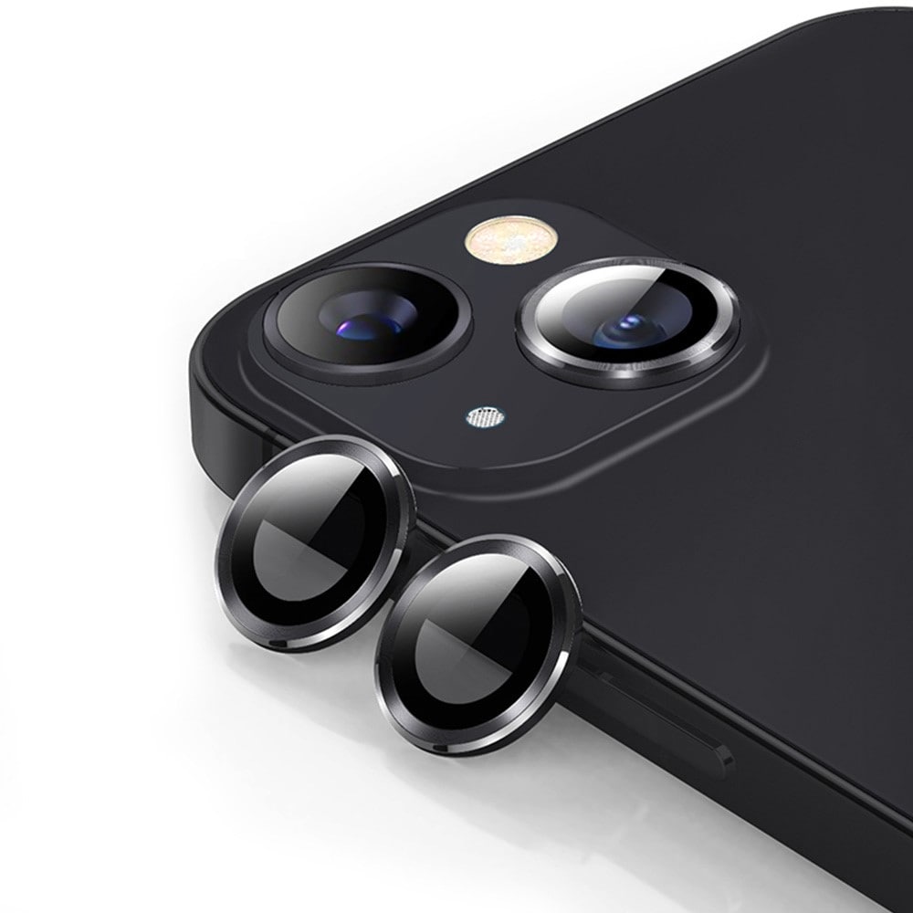iPhone 14 Plus Linsebeskytter i glass og aluminium, Svart