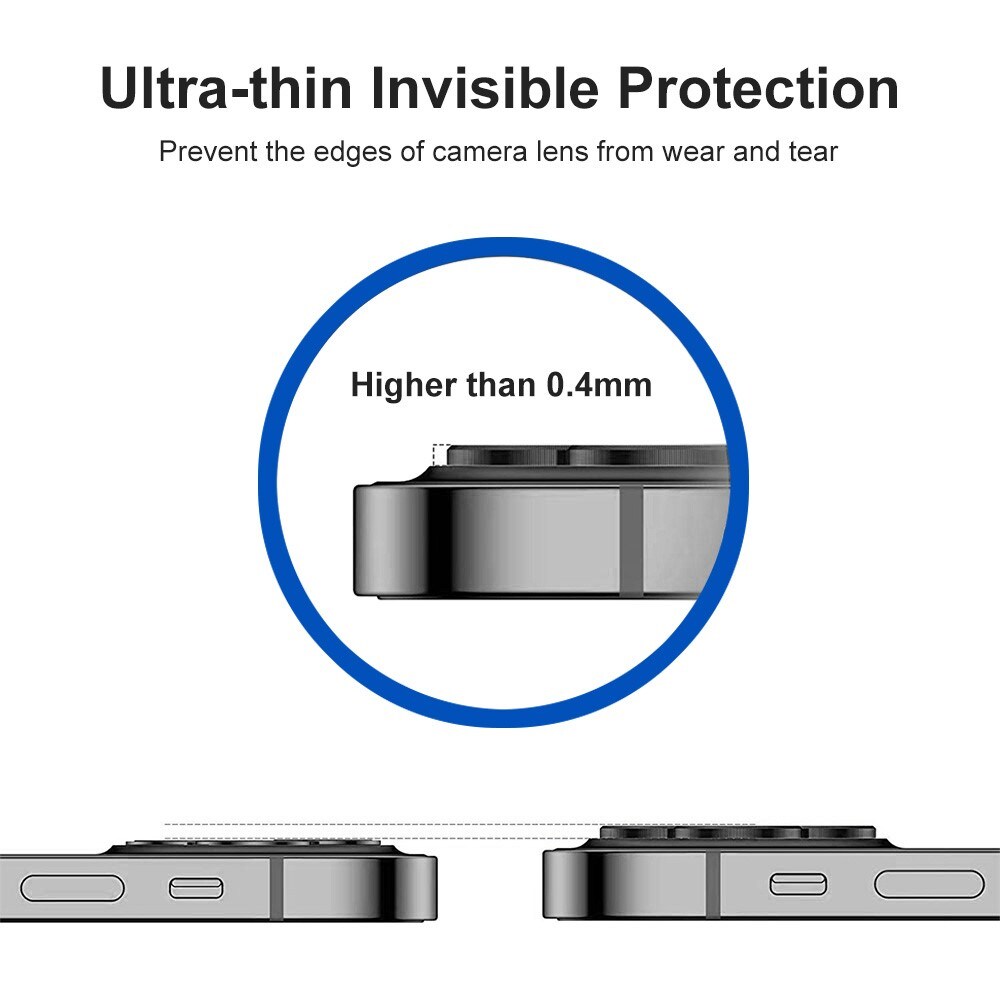 iPhone 14 Plus Linsebeskytter i glass og aluminium, Svart
