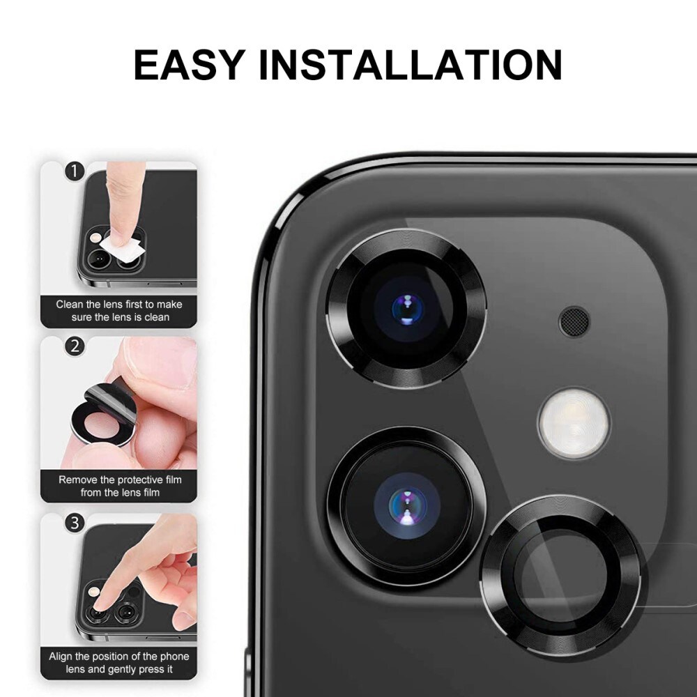 iPhone 14 Plus Linsebeskytter i glass og aluminium, Svart