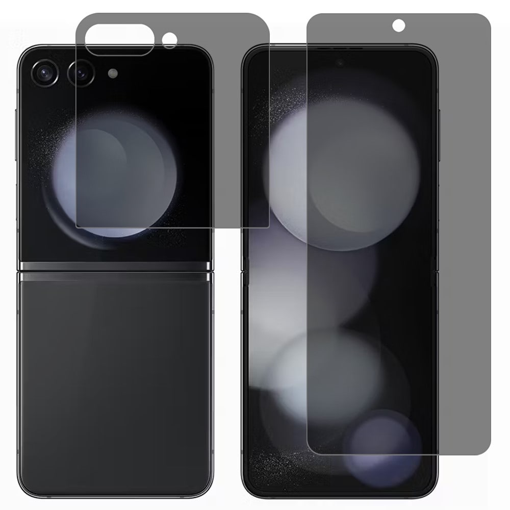 Samsung Galaxy Z Flip 6 Anti-Spy skjermbeskytter for innerskjerm og ytterskjerm