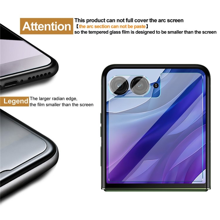 Motorola Razr 60 Ultra Skjermbeskytter for ytterskjerm og linsebeskytter i herdet glass Gjennomsiktig
