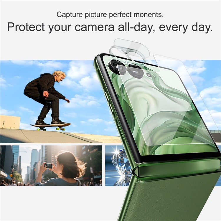 Motorola Razr 60 Ultra Skjermbeskytter for ytterskjerm og linsebeskytter i herdet glass Gjennomsiktig