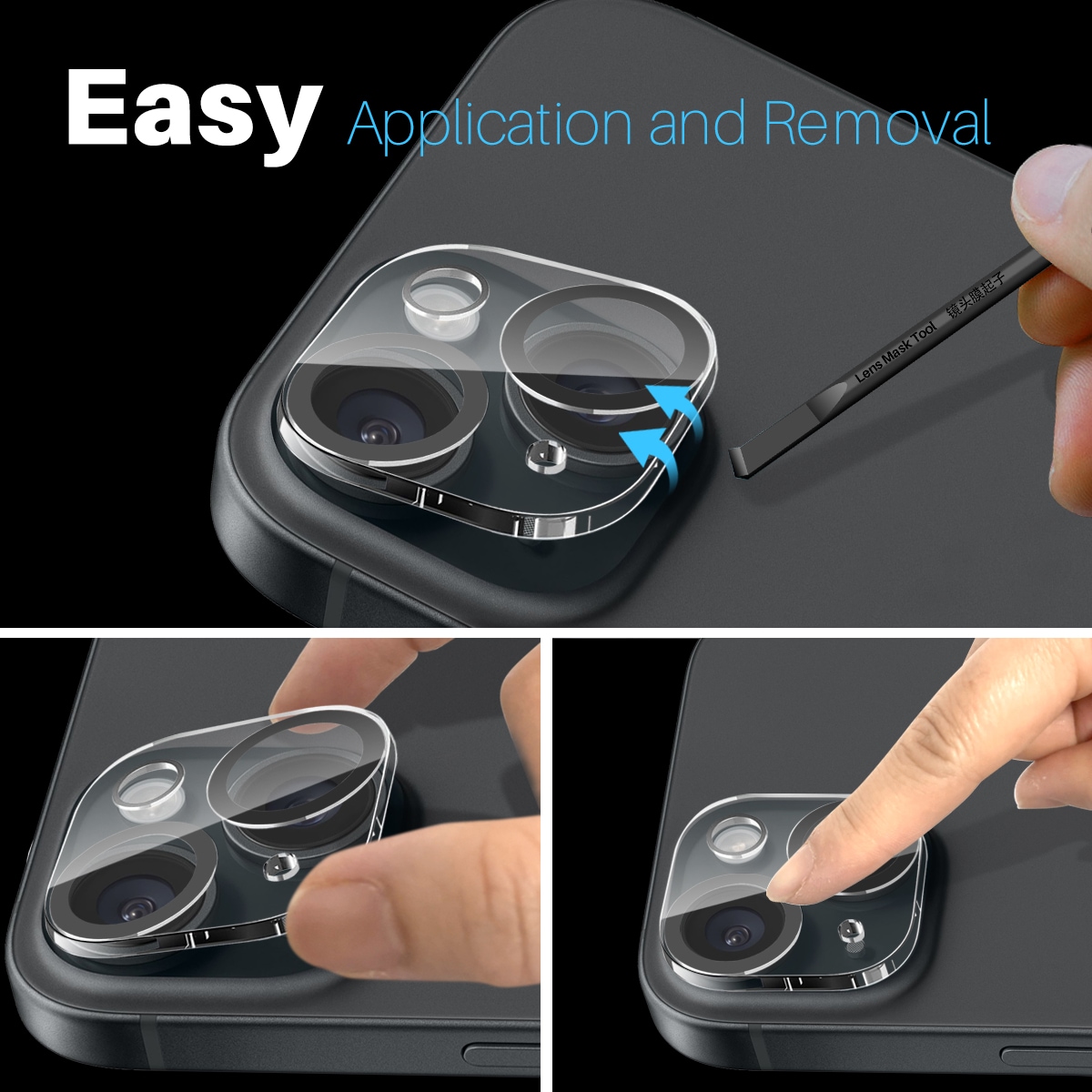iPhone 15 2-pakning kameralinsebeskytter i herdet glass