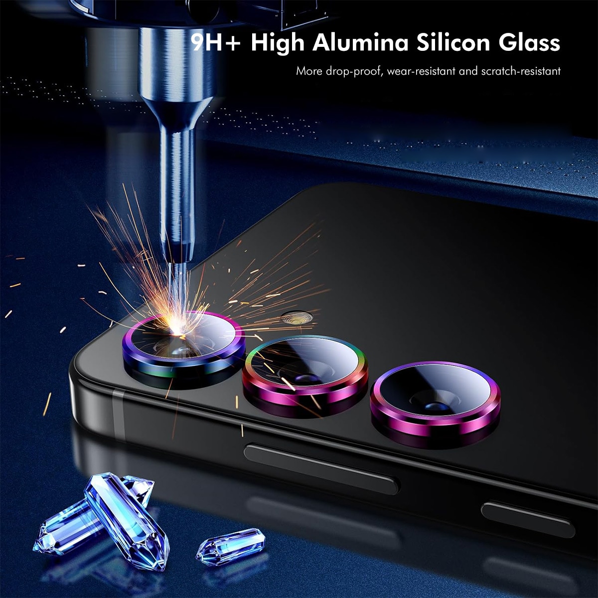 Samsung Galaxy A16 Linsebeskytter i glass og aluminium, Svart