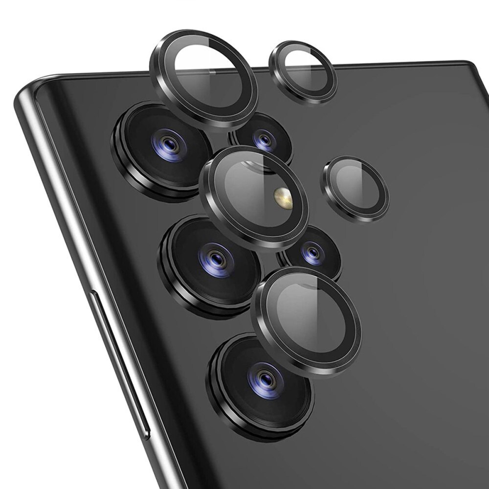 Samsung Galaxy S25 Ultra Linsebeskytter i glass og aluminium, Svart
