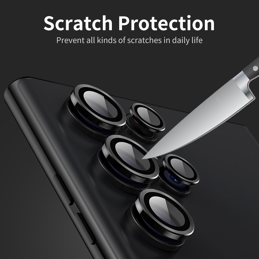Samsung Galaxy S25 Ultra Linsebeskytter i glass og aluminium, Svart