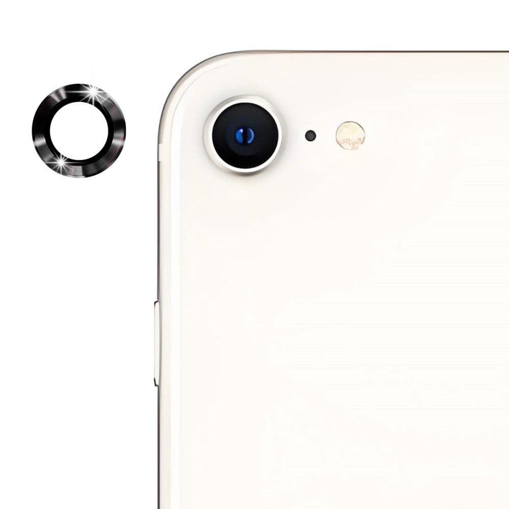 iPhone 16e Linsebeskytter i glass og aluminium, Svart