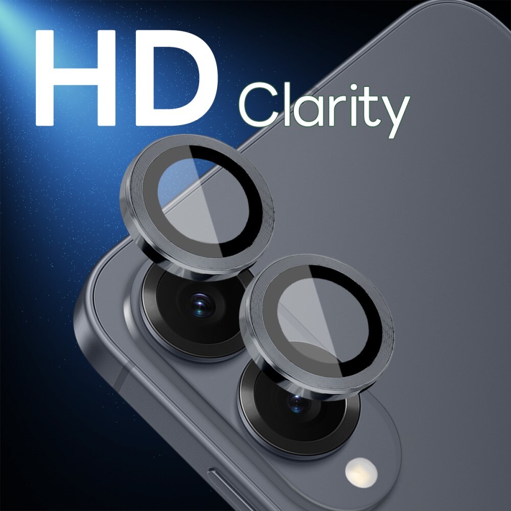 Samsung Galaxy S25 Edge Linsebeskytter i herdet glass med aluminiumsramme Svart