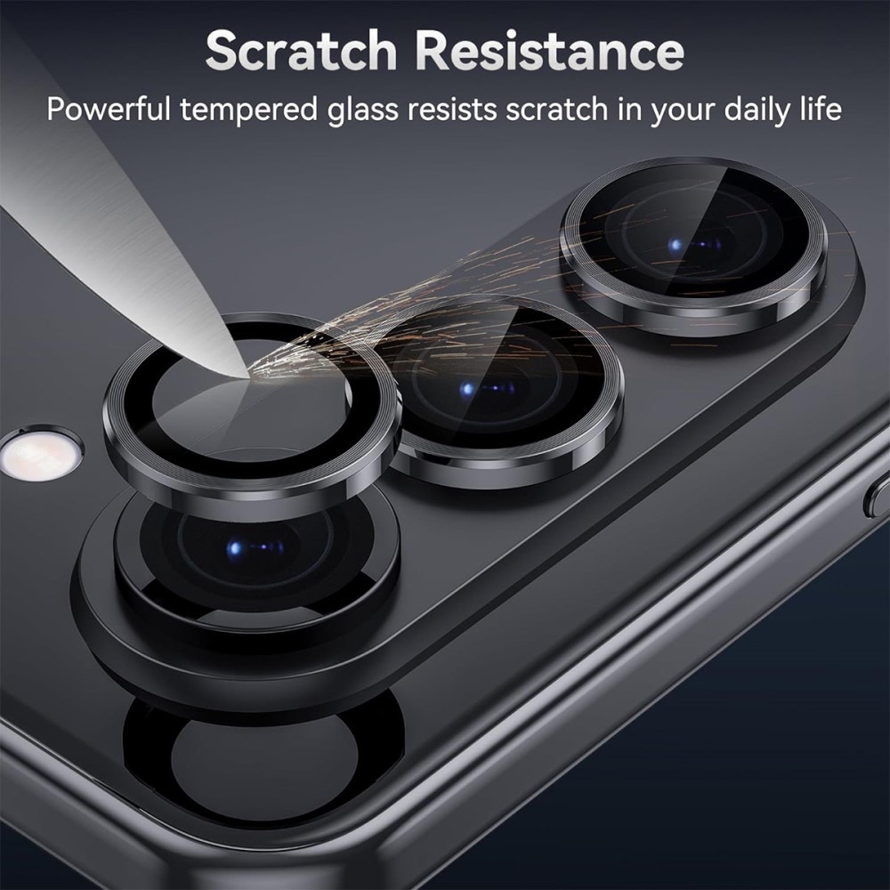 Samsung Galaxy Z Fold 7 Linsebeskytter i glass og aluminium, Svart