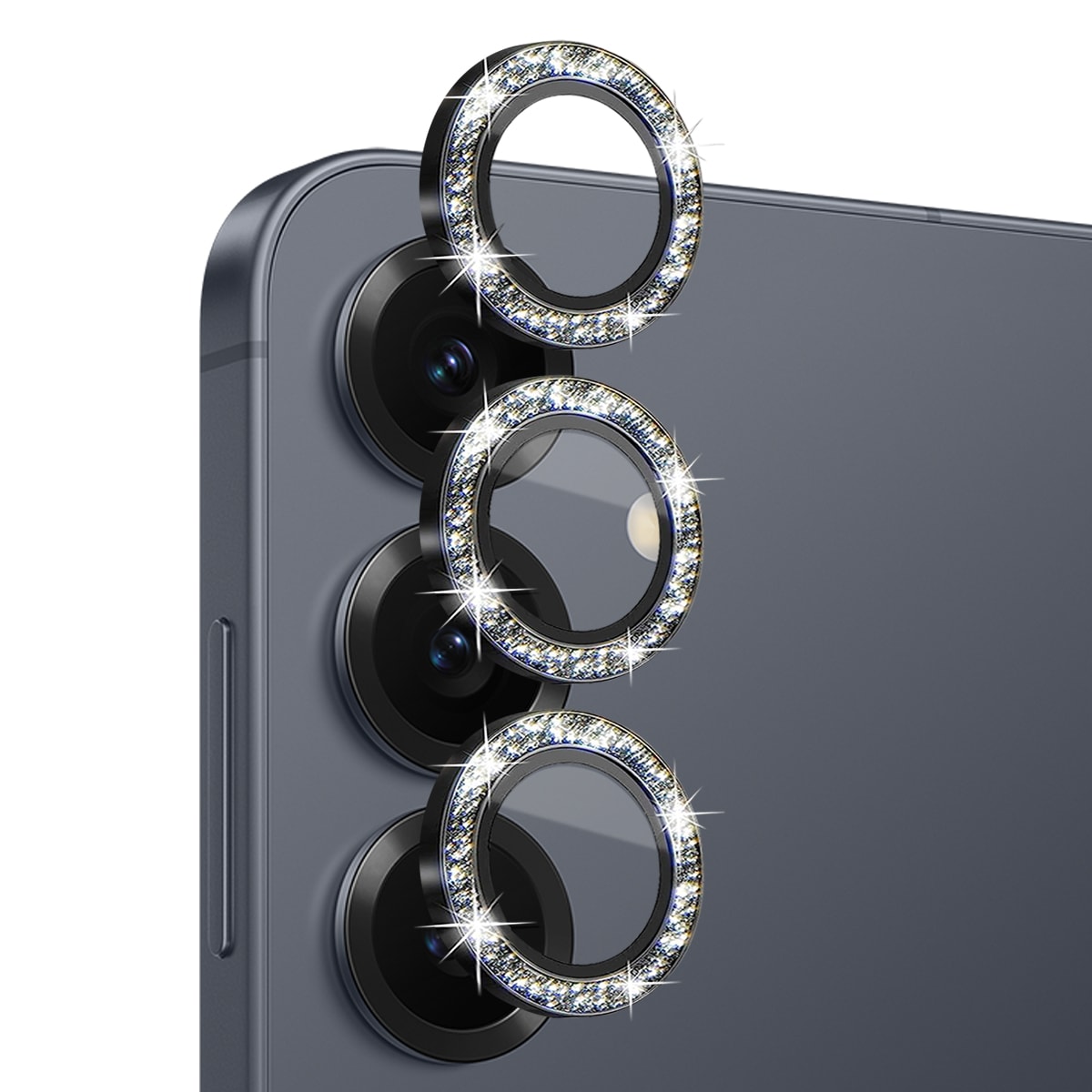 Samsung Galaxy S25 Glitrende linsebeskytter i herdet glass Svart