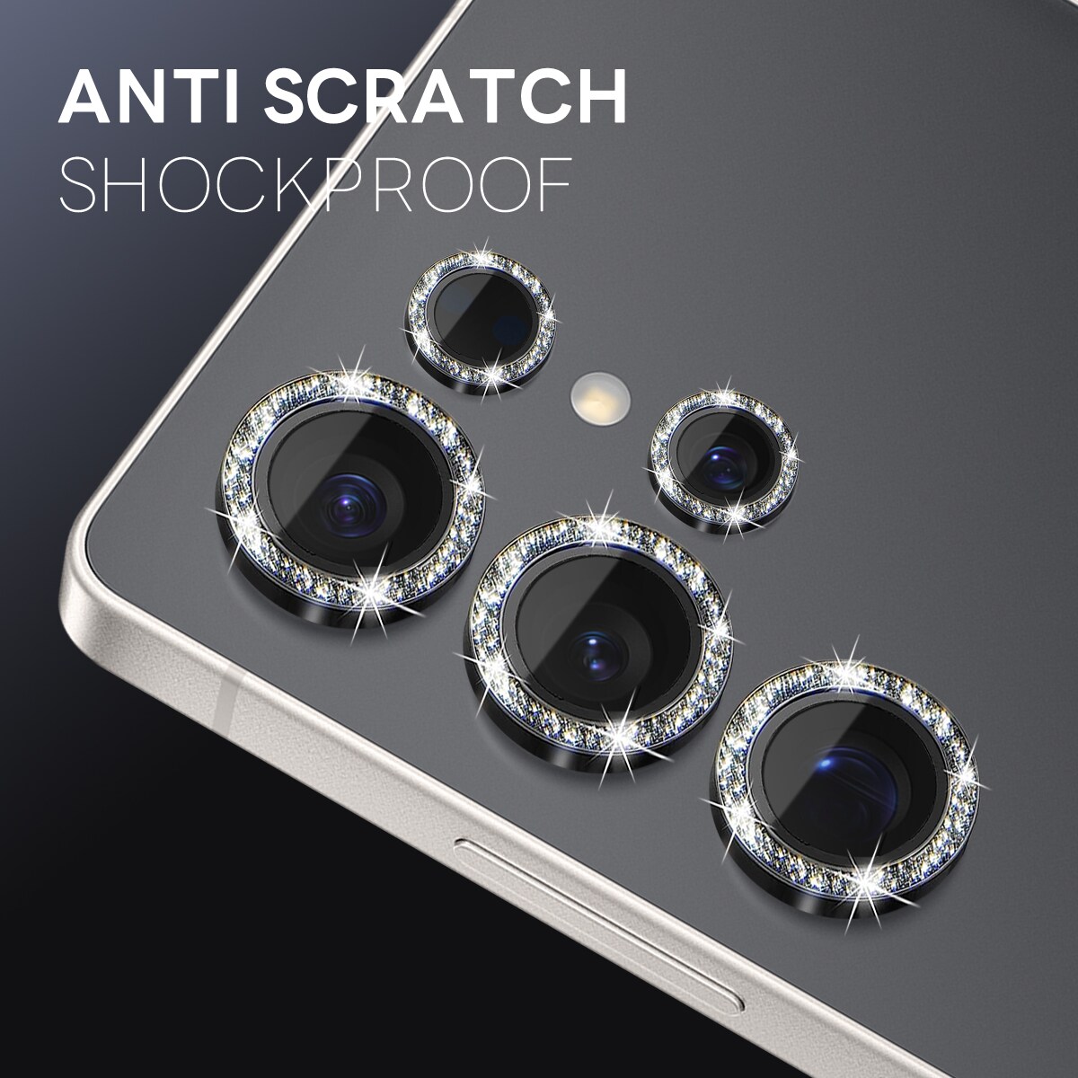 Samsung Galaxy S25 Ultra Glitrende linsebeskytter i herdet glass Svart