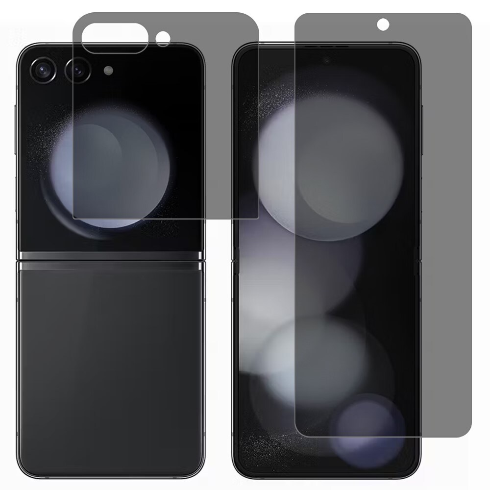 Samsung Galaxy Z Flip 7 Anti-Spy skjermbeskytter for innerskjerm og ytterskjerm