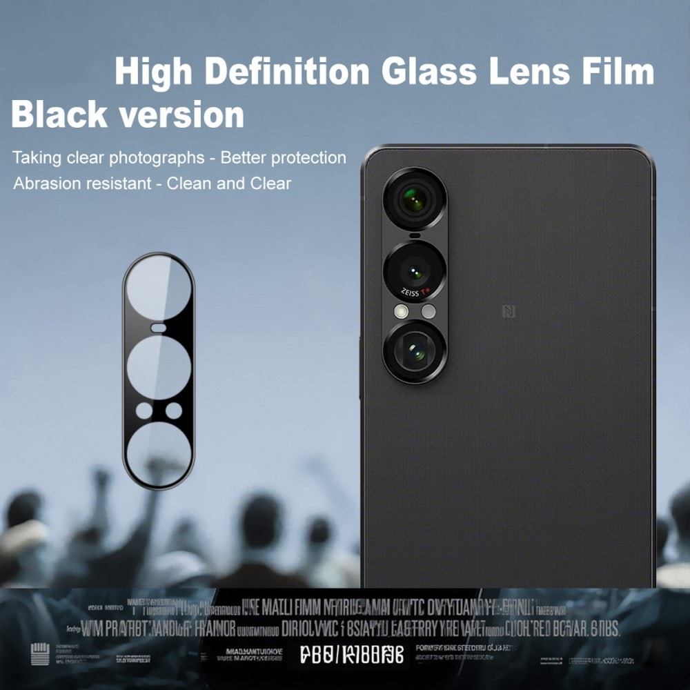 Sony Xperia 1 VII Kameralinsebeskyttelse i glass, Svart