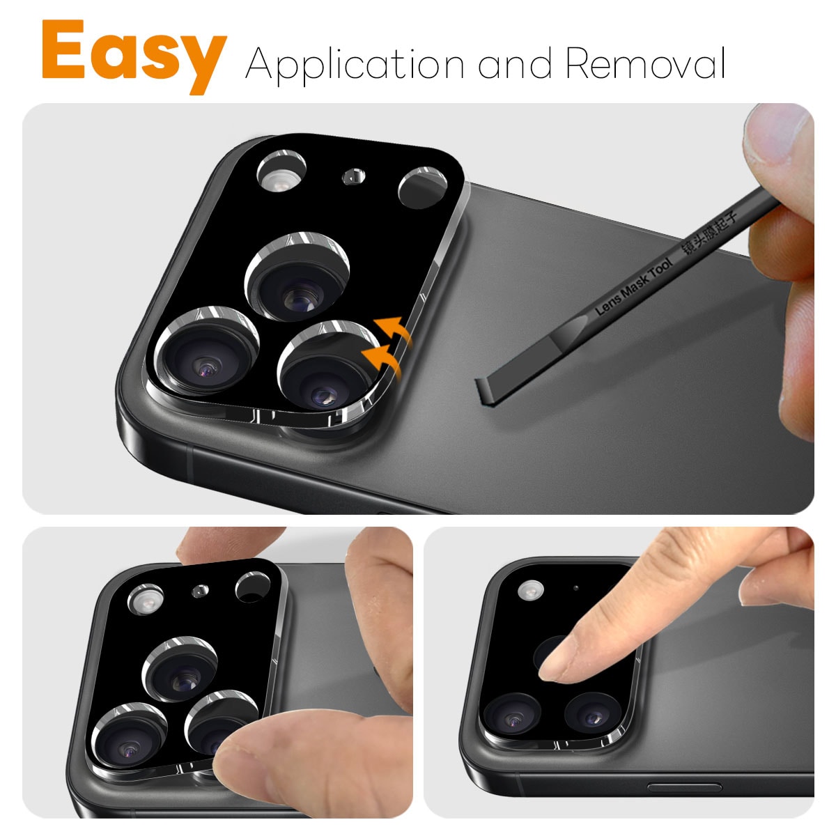 iPhone 17 Pro 2-pakning kameralinsebeskytter i herdet glass, Svart