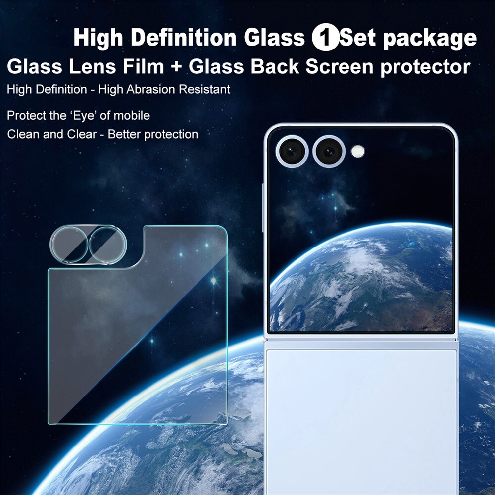 Samsung Galaxy Z Flip 7 Skjermbeskytter for ytterskjerm og linsebeskytter i herdet glass Gjennomsiktig