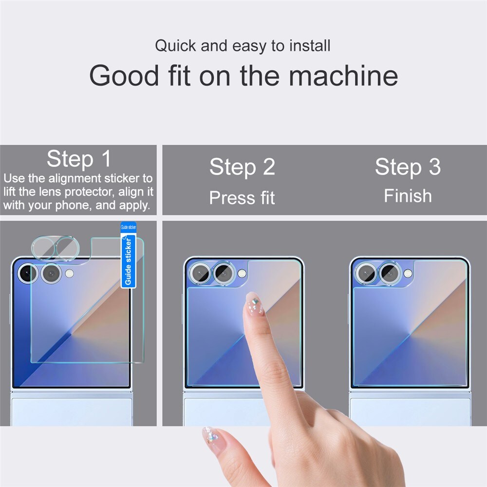 Samsung Galaxy Z Flip 7 Skjermbeskytter for ytterskjerm og linsebeskytter i herdet glass Gjennomsiktig
