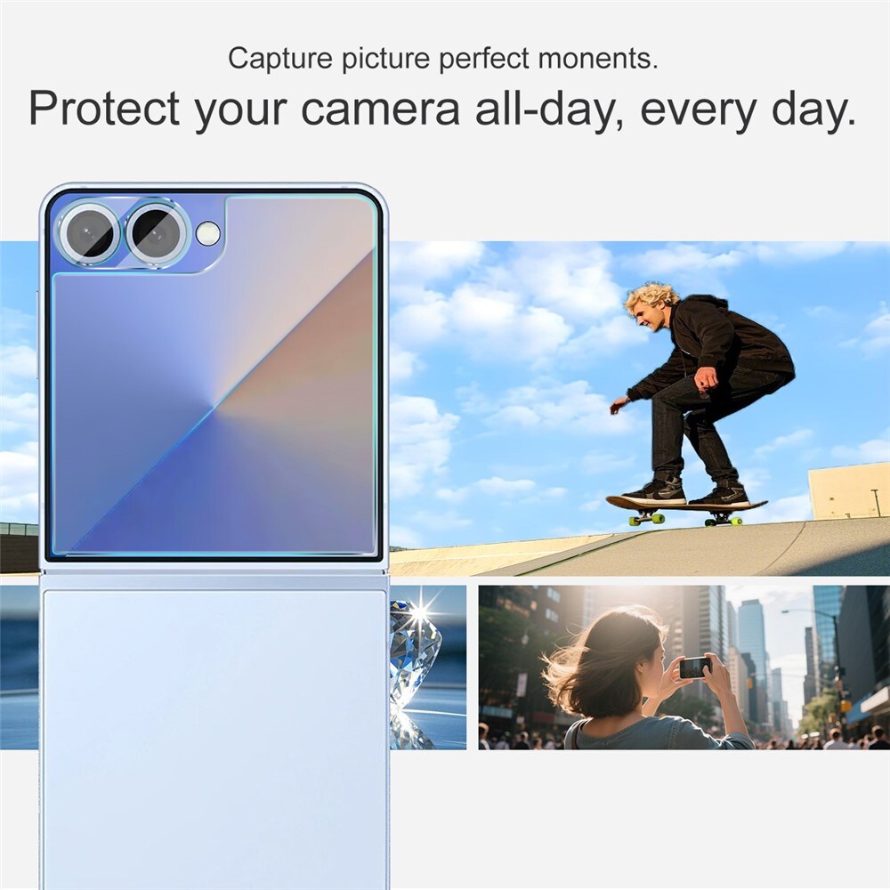 Samsung Galaxy Z Flip 7 Skjermbeskytter for ytterskjerm og linsebeskytter i herdet glass Gjennomsiktig