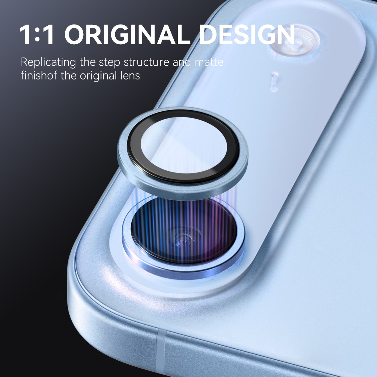 iPhone 17 Air Linsebeskytter i herdet glass med aluminiumsramme Blå