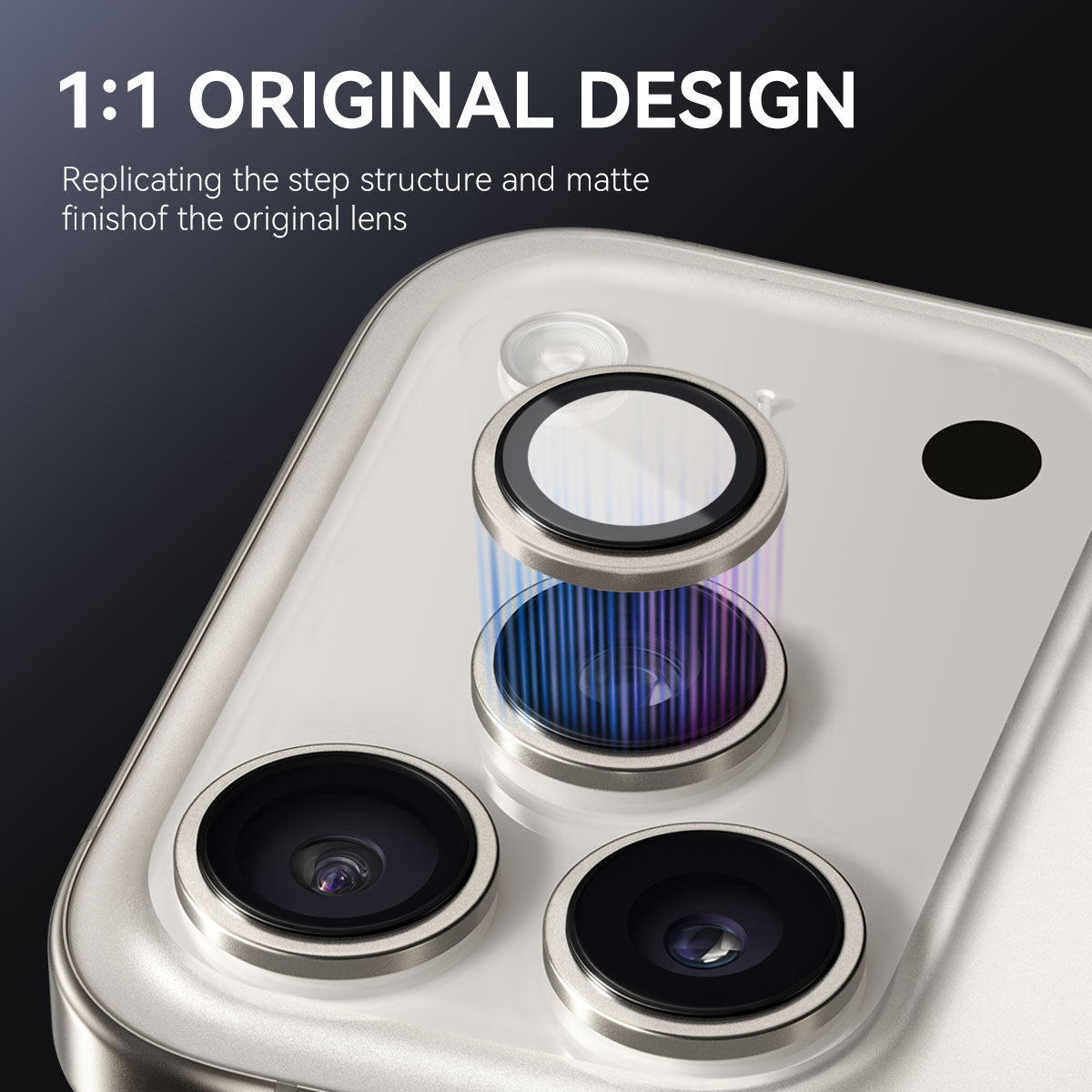 iPhone 17 Pro Linsebeskytter i herdet glass med aluminiumsramme Grå