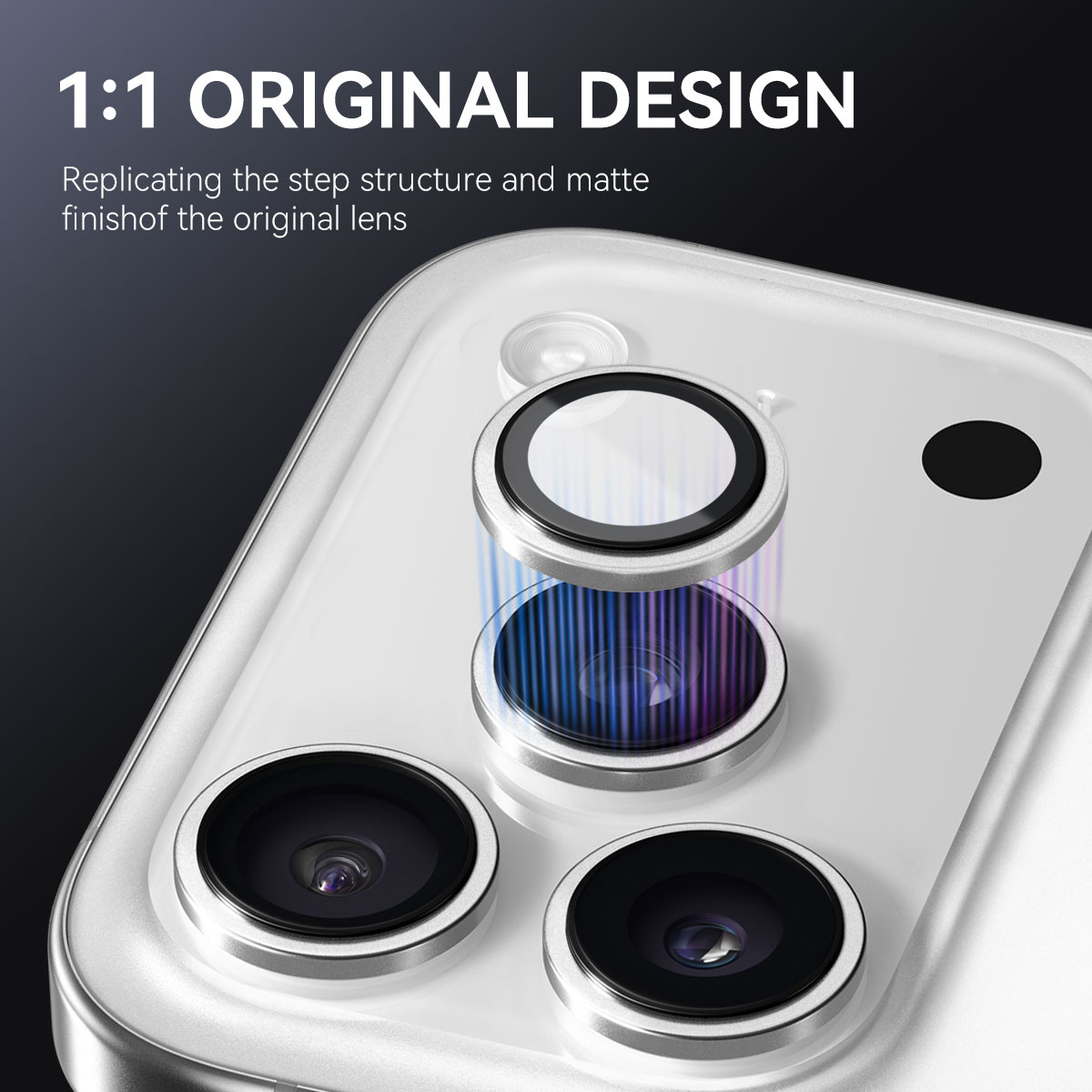 iPhone 17 Pro Max Linsebeskytter i herdet glass med aluminiumsramme Sølv