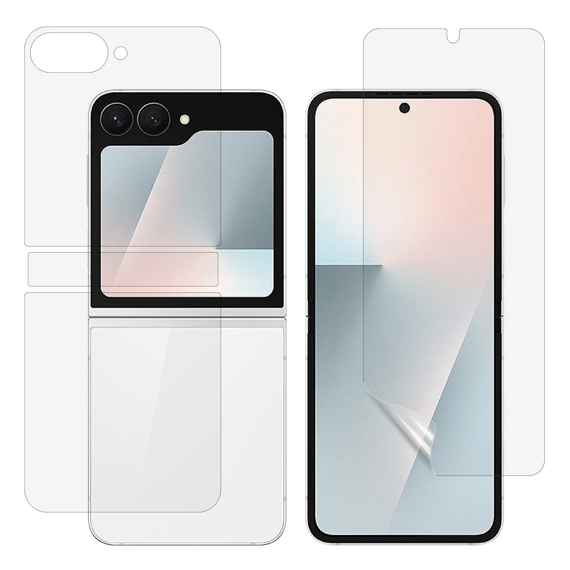 Samsung Galaxy Z Flip 7 FE Heldekkende beskyttelsesfilm - Skjerm, bakside & hengsel