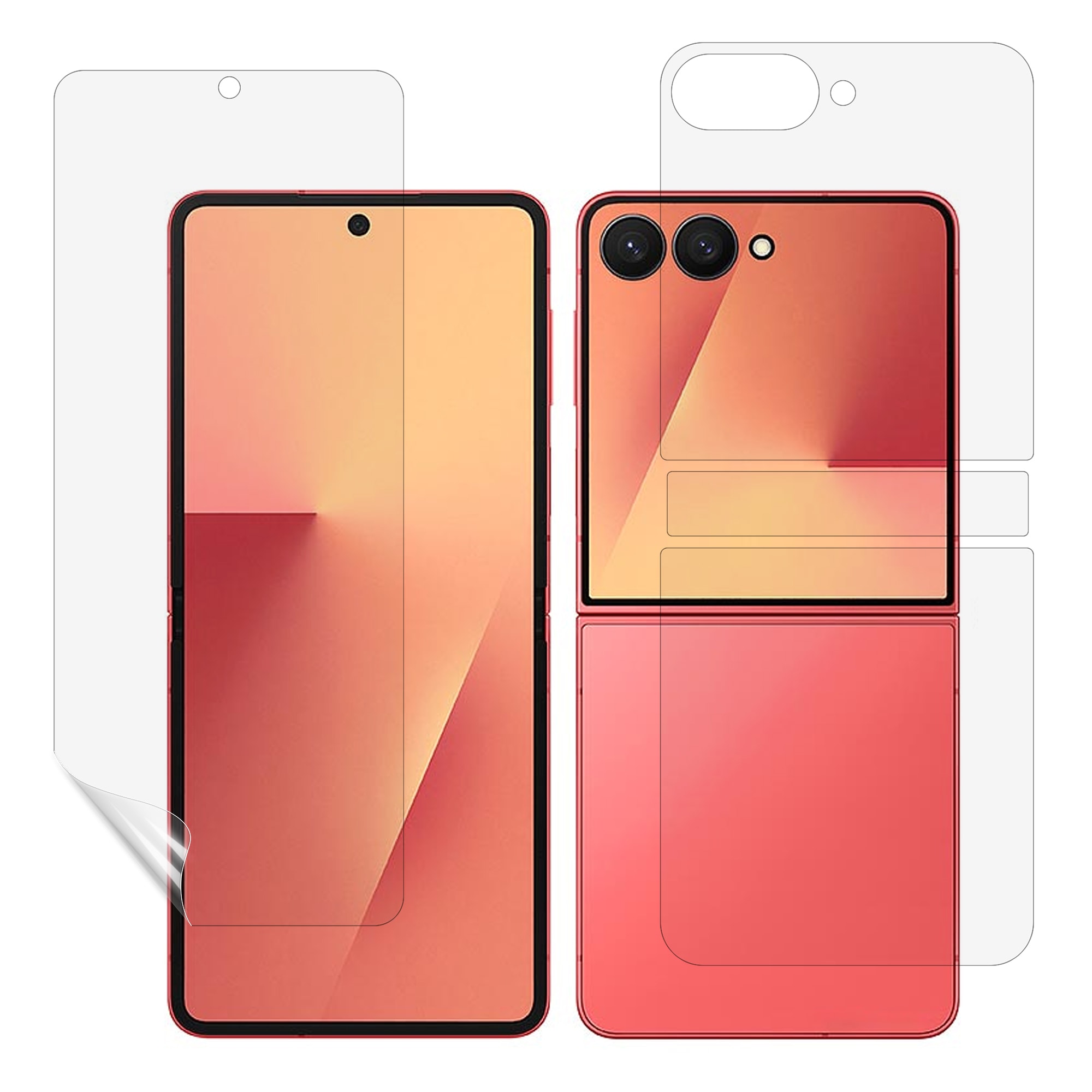 Samsung Galaxy Z Flip 7 Heldekkende beskyttelsesfilm - Skjerm, bakside & hengsel