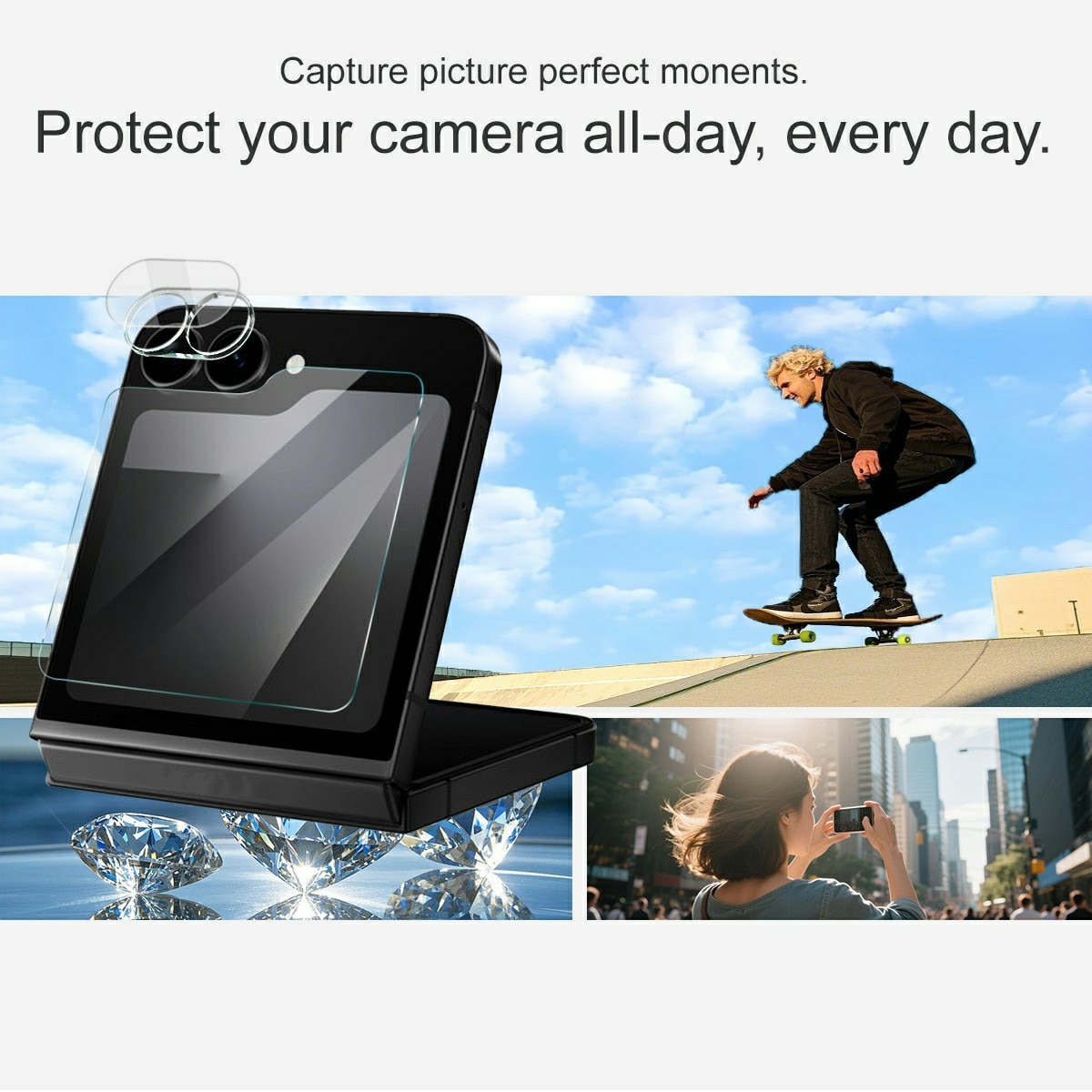 Samsung Galaxy Z Flip 7 FE Skjermbeskytter for ytterskjerm og linsebeskytter i herdet glass Gjennomsiktig