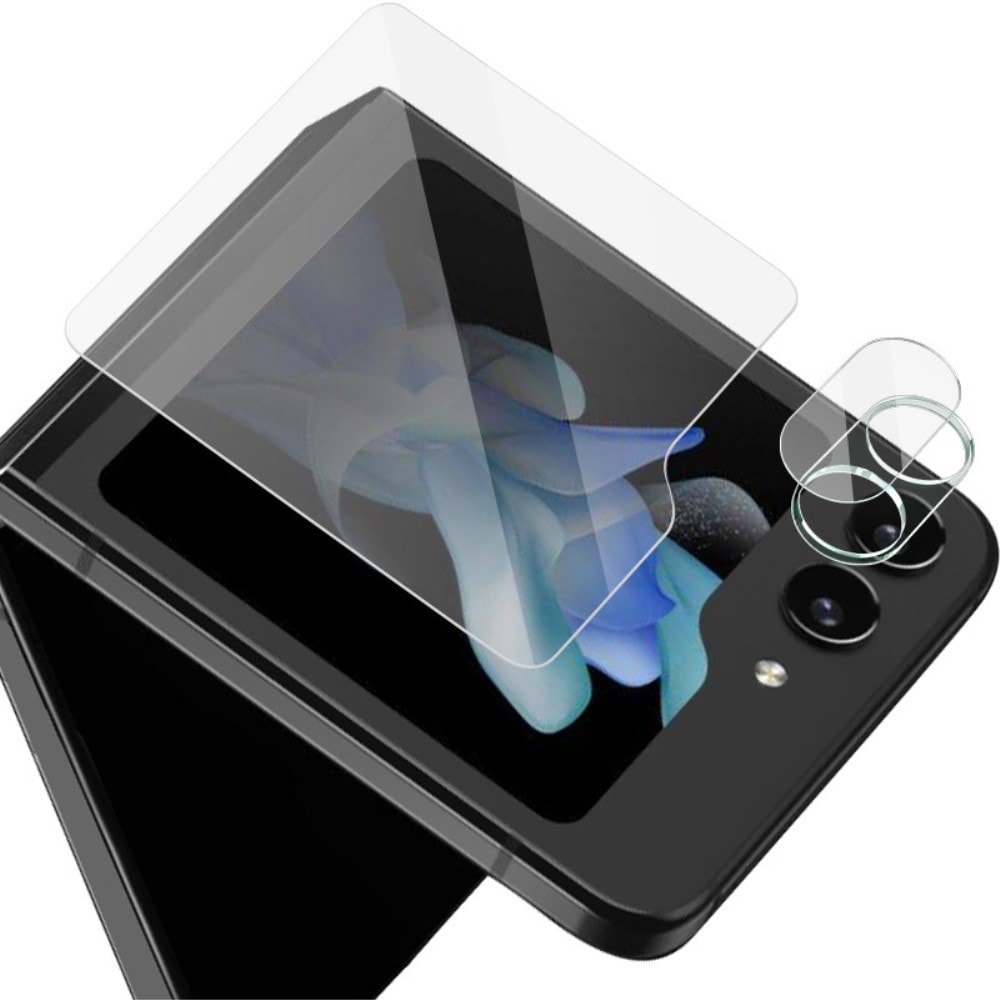 Samsung Galaxy Z Flip 5 Skjermbeskytter for ytterskjerm og linsebeskytter i herdet glass Gjennomsiktig