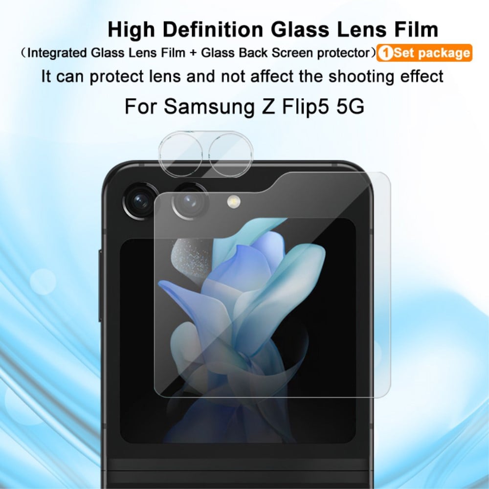 Samsung Galaxy Z Flip 5 Skjermbeskytter for ytterskjerm og linsebeskytter i herdet glass Gjennomsiktig