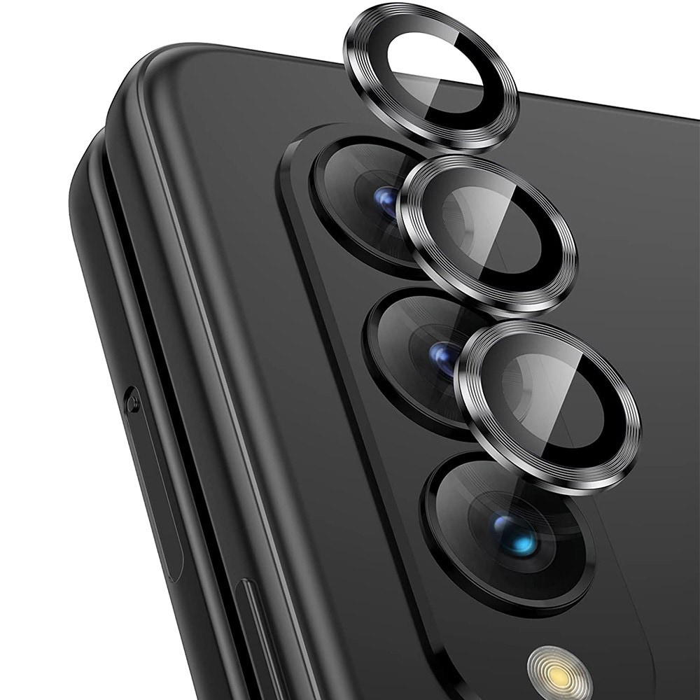 Samsung Galaxy Z Fold 5 Linsebeskytter i glass og aluminium, Svart