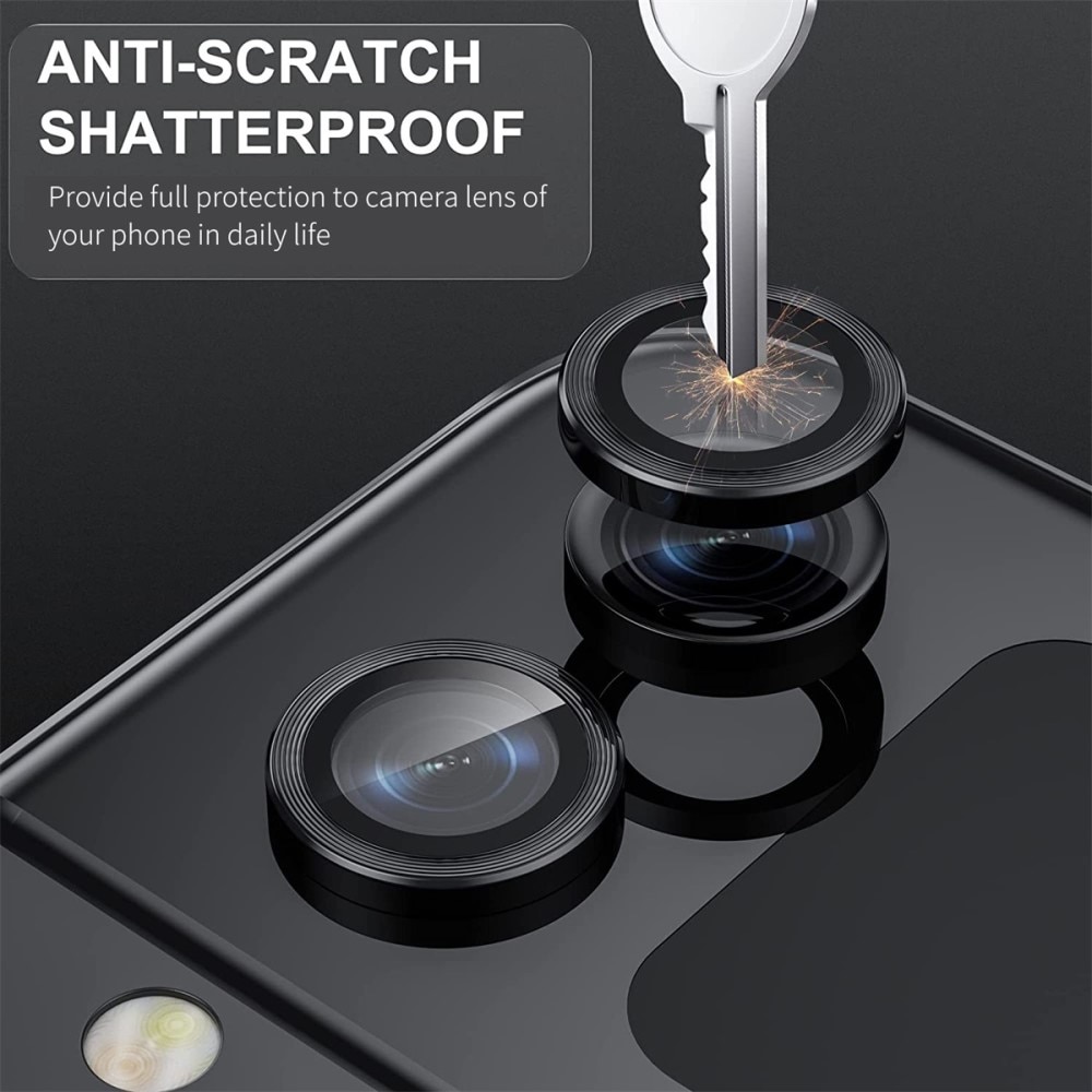 Samsung Galaxy Z Flip 5 Linsebeskytter i glass og aluminium, Svart