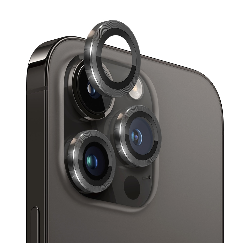 iPhone 11 Pro Max Linsebeskytter i herdet glass med aluminiumsramme Svart