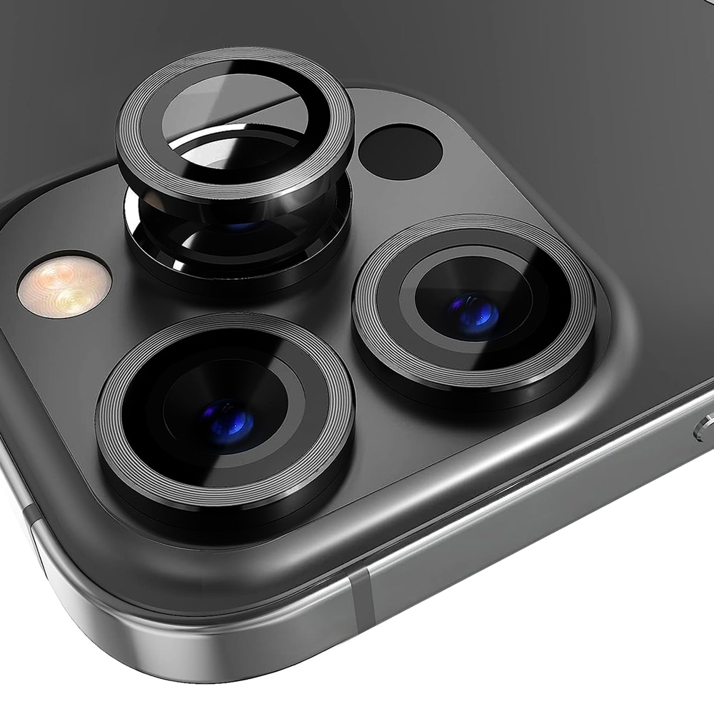 iPhone 11 Pro Max Linsebeskytter i herdet glass med aluminiumsramme Svart