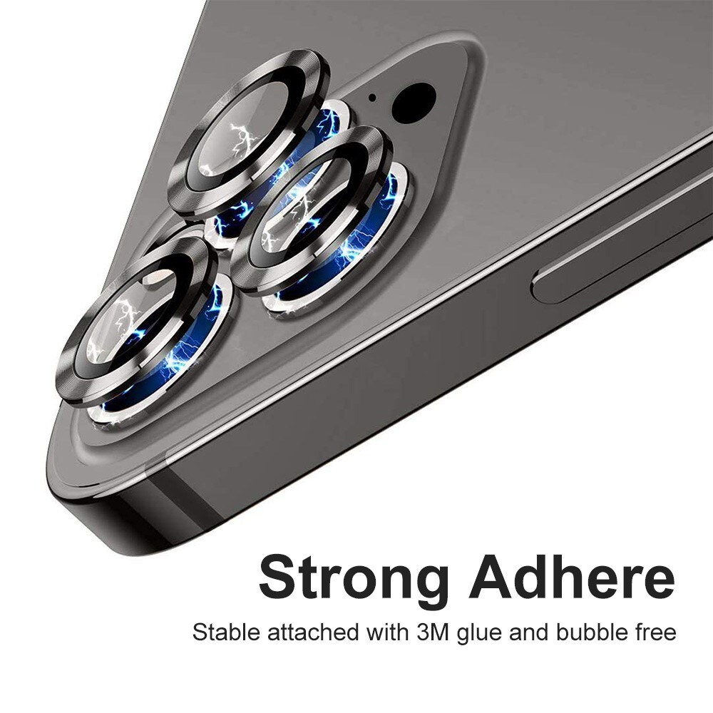 iPhone 15 Pro Max Linsebeskytter i glass og aluminium, Svart