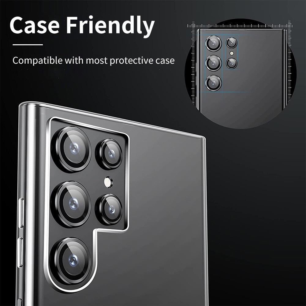 Samsung Galaxy S24 Ultra Linsebeskytter i glass og aluminium, Svart