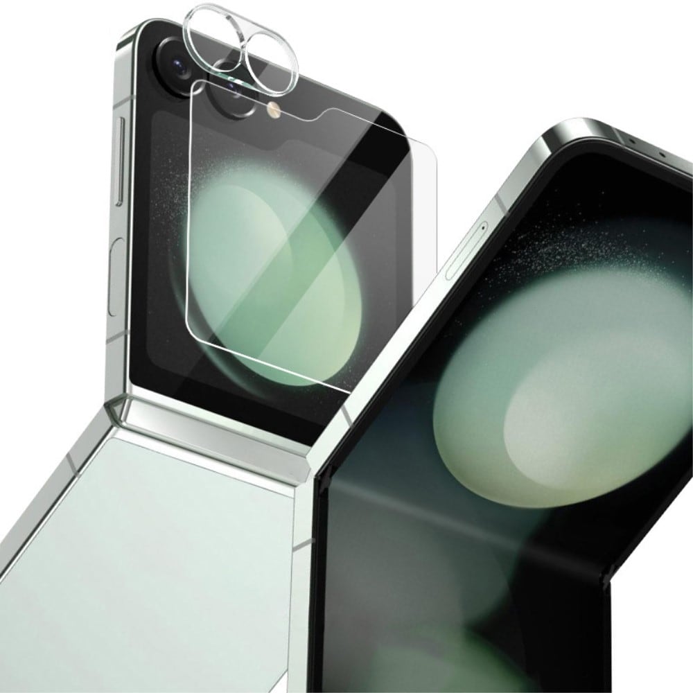 Samsung Galaxy Z Flip 6 Skjermbeskytter for ytterskjerm og linsebeskytter i herdet glass Gjennomsiktig