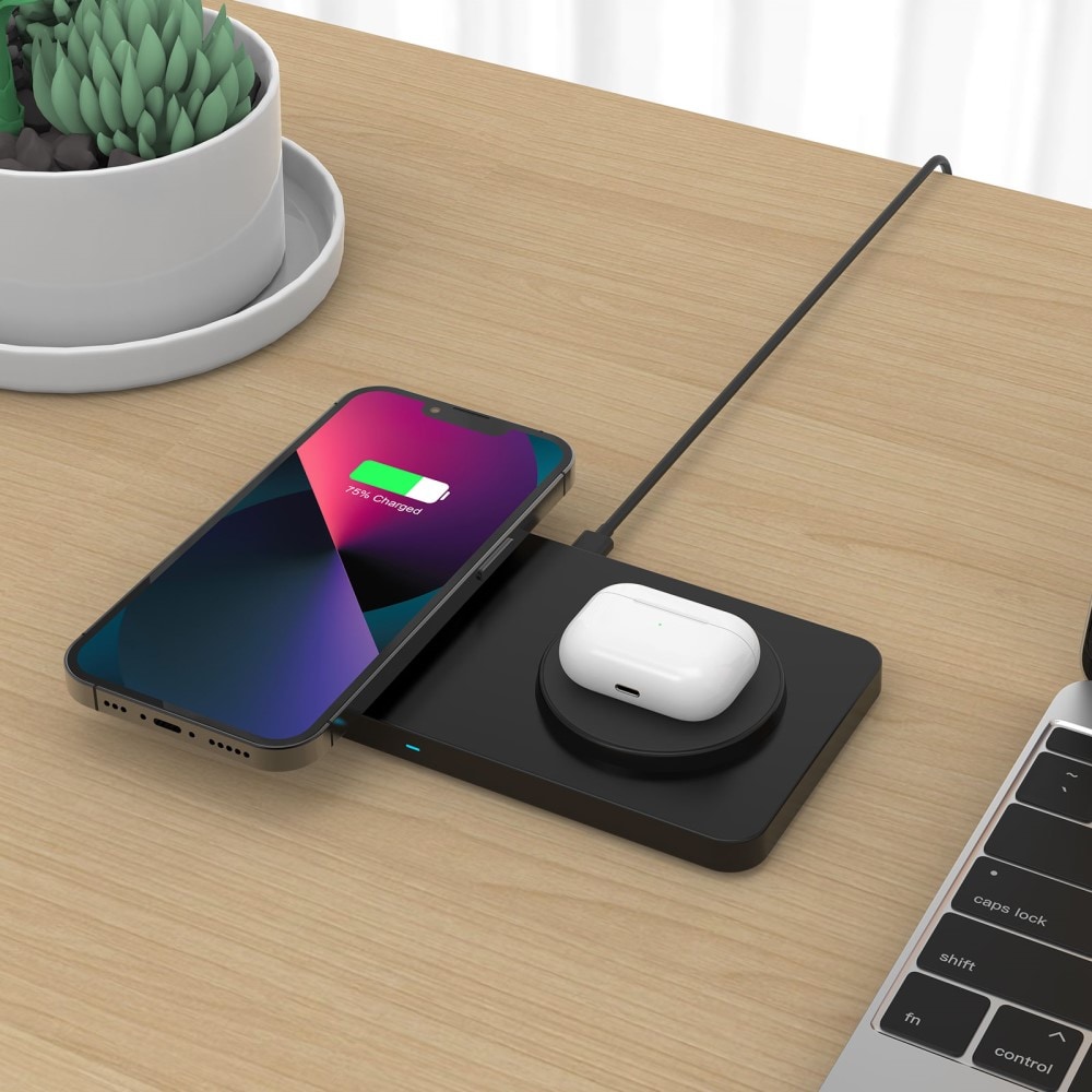 Trådløs magnetisk 2-i-1 lader 30W, Svart