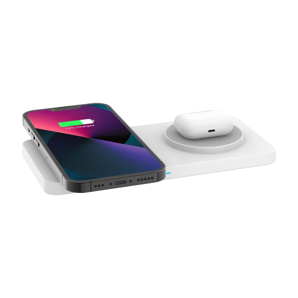 Trådløs magnetisk 2-i-1 lader 30W, Hvit