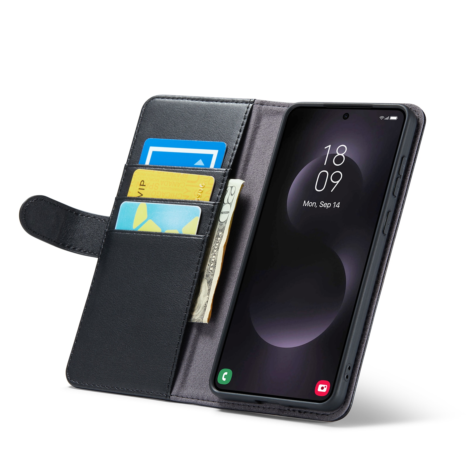 Samsung Galaxy S25 Edge Lommeboketui i ekte skinn, Svart