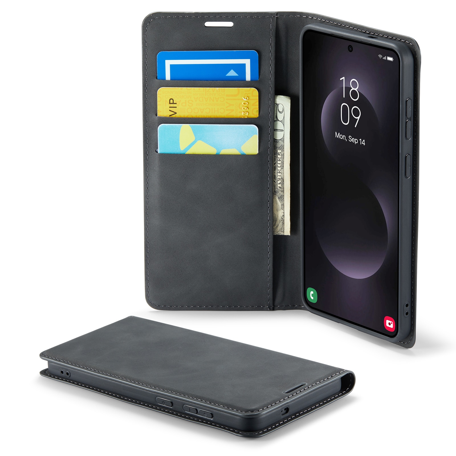 Samsung Galaxy S25 Edge Slankt etui med kortlomme, Svart
