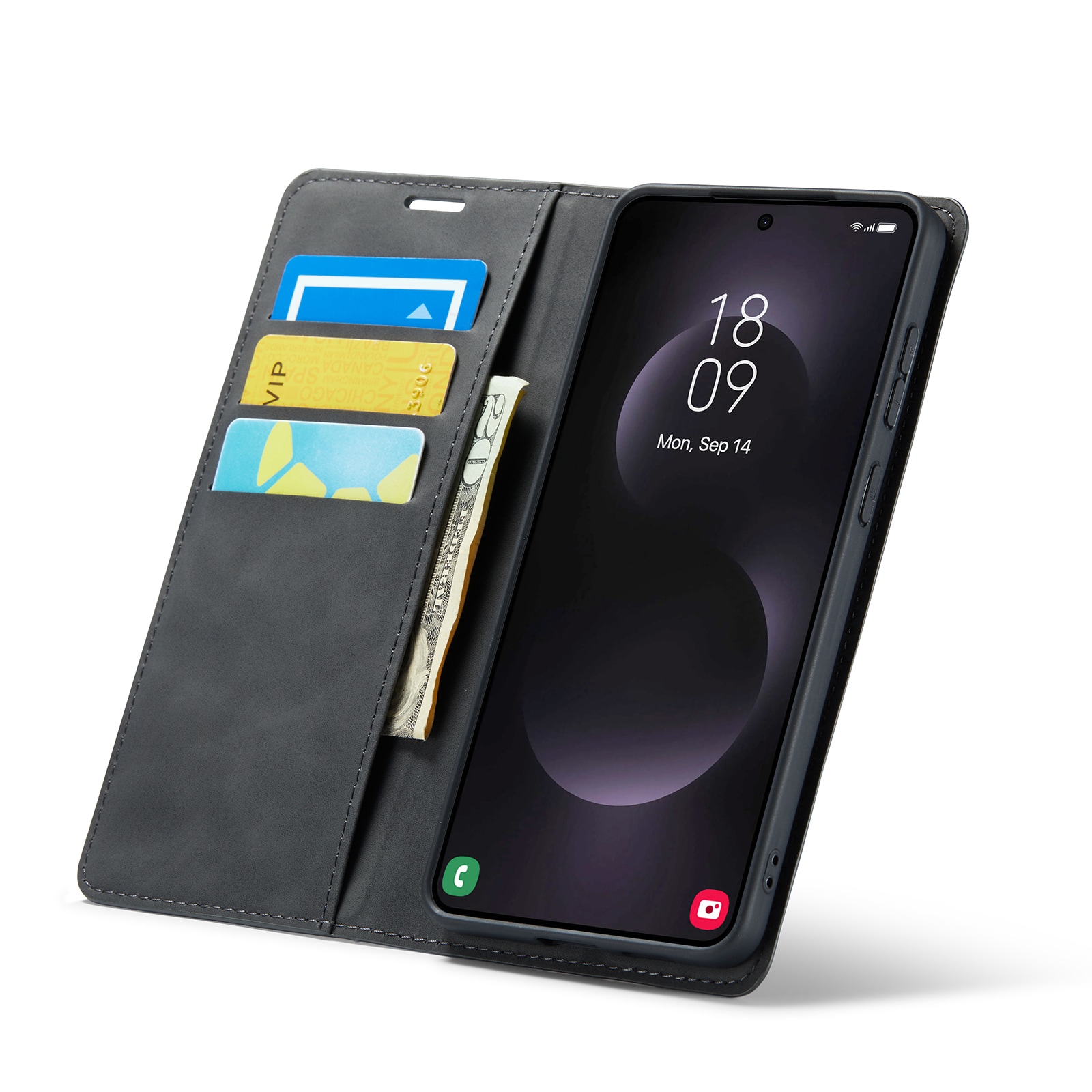 Samsung Galaxy S25 Edge Slankt etui med kortlomme, Svart