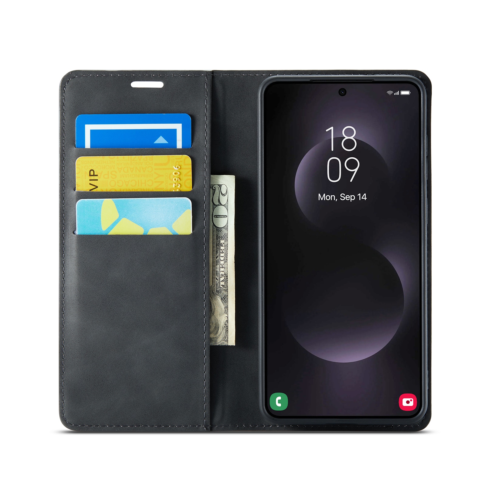 Samsung Galaxy S25 Edge Slankt etui med kortlomme, Svart
