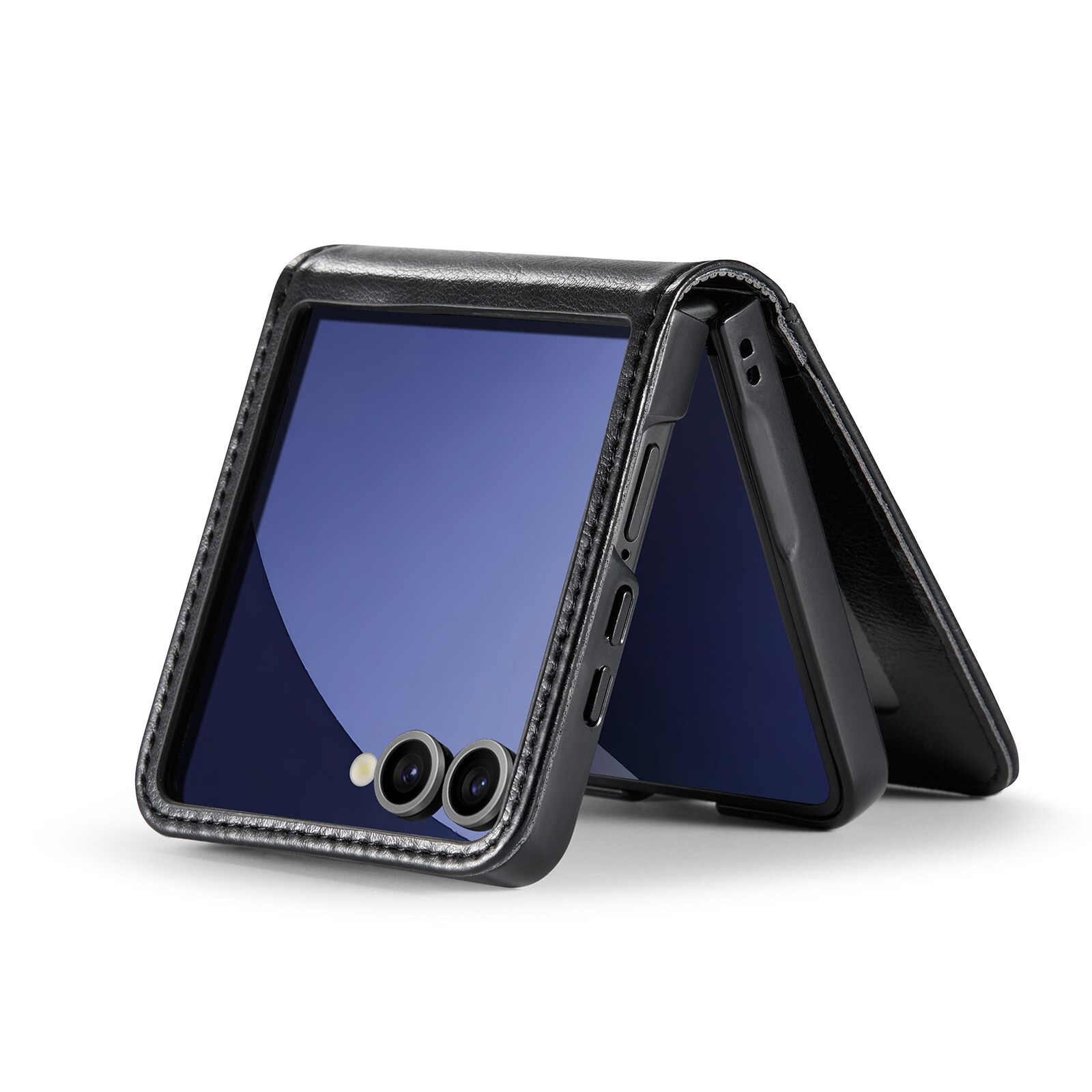 Samsung Galaxy Z Flip 7 Lommeboketui i ekte skinn, Svart