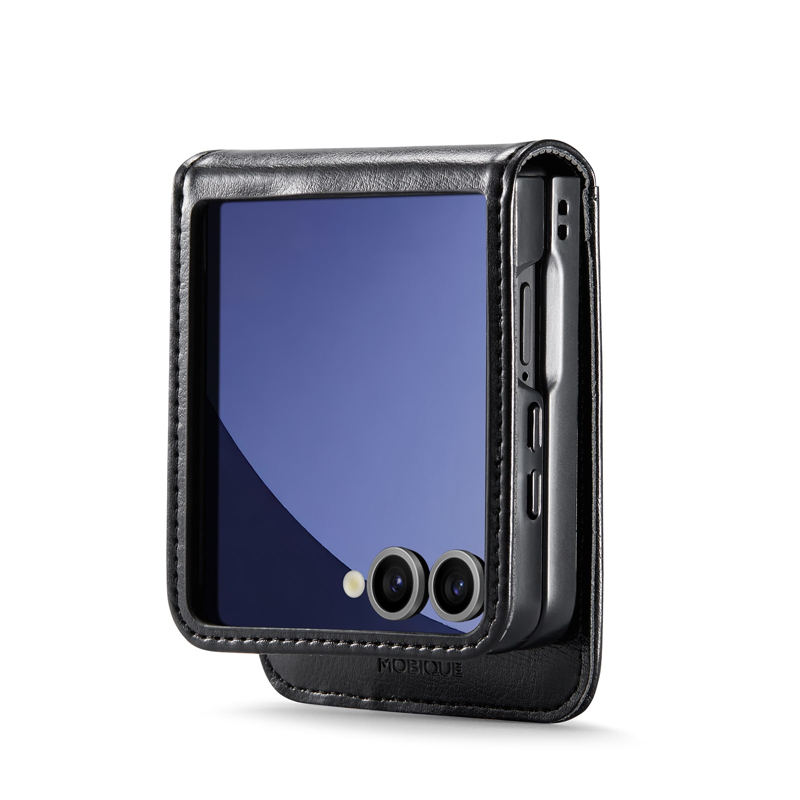 Samsung Galaxy Z Flip 7 Lommeboketui i ekte skinn, Svart