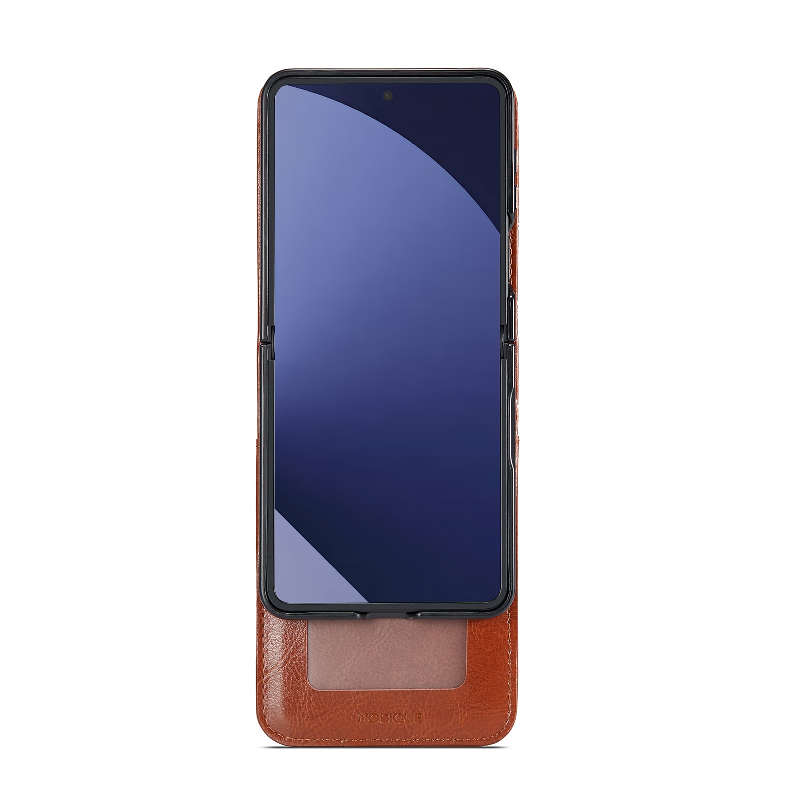 Samsung Galaxy Z Flip 7 Lommeboketui i ekte skinn, Cognac