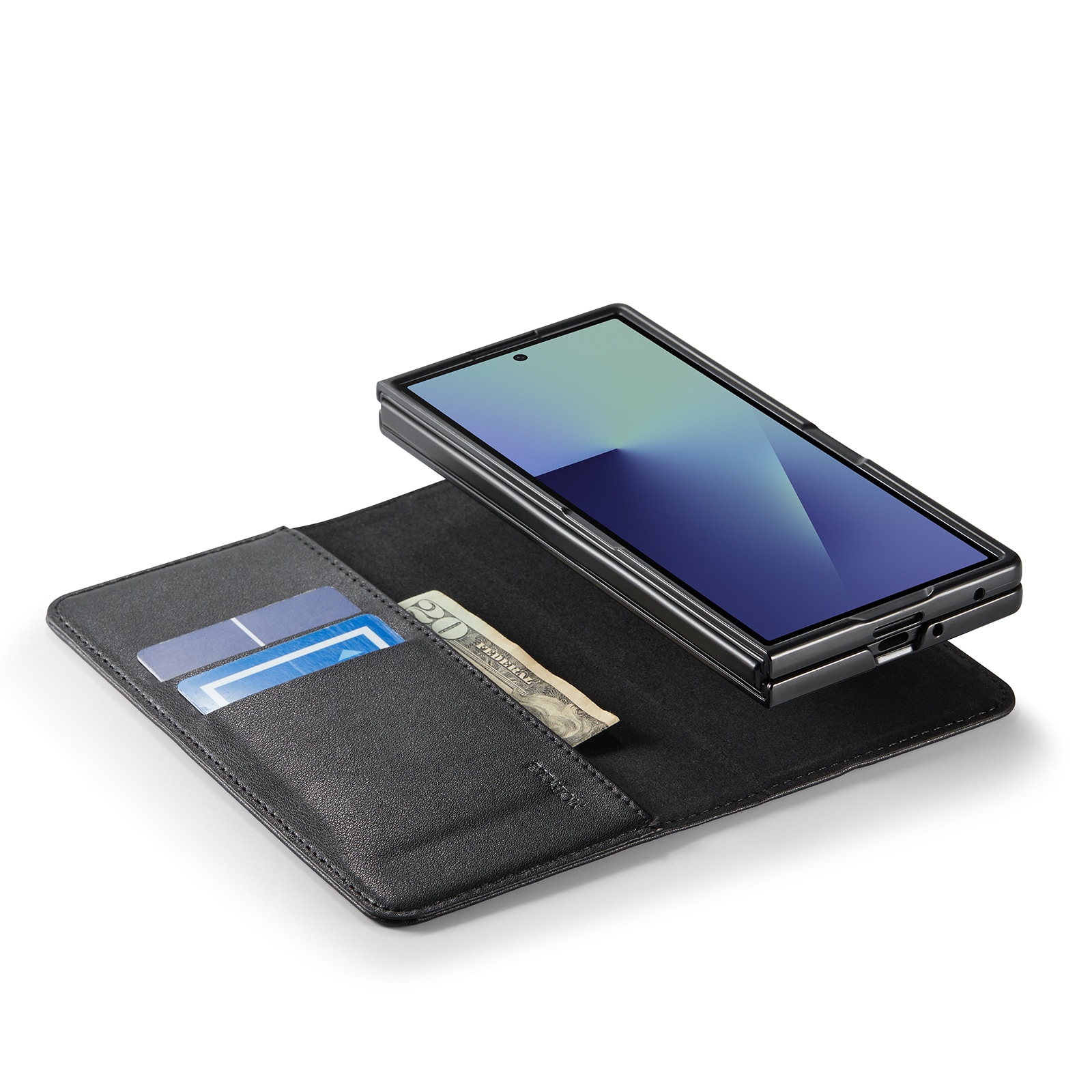 Samsung Galaxy Z Fold 7 Lommeboketui i ekte skinn, Svart