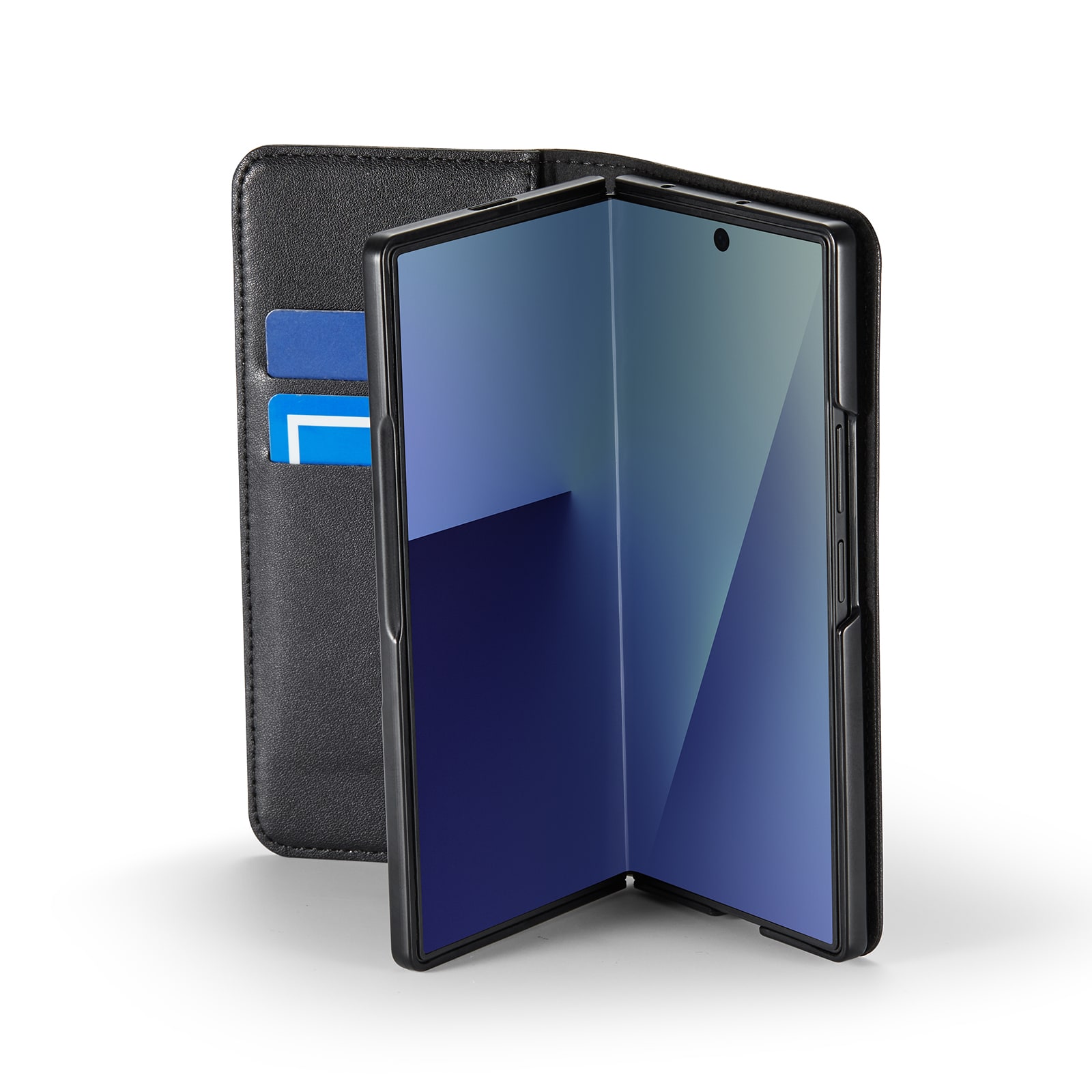 Samsung Galaxy Z Fold 7 Lommeboketui i ekte skinn, Svart