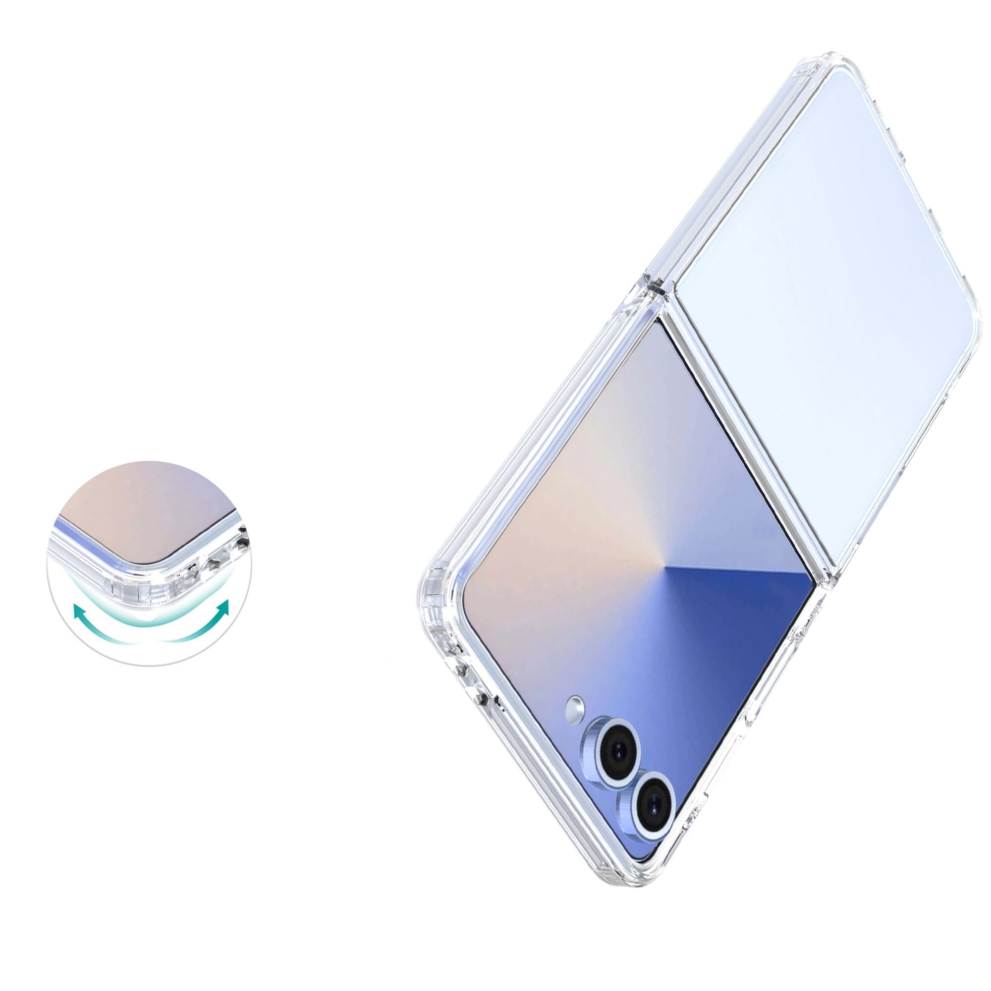 Samsung Galaxy Z Flip 7 Crystal Hybrid-deksel, Gjennomsiktig